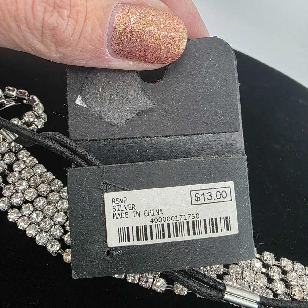 Charming Charlie‎ RSVP Womens Hair Wrap Silver Rhinestone Stretchable 18